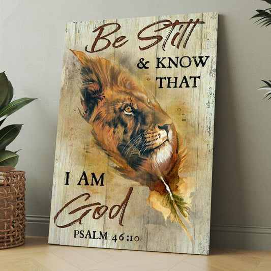 Lion Of Judah, Awesome Leaf, Be Still And Know That I Am God Canvas, Christmas Gift for Christian