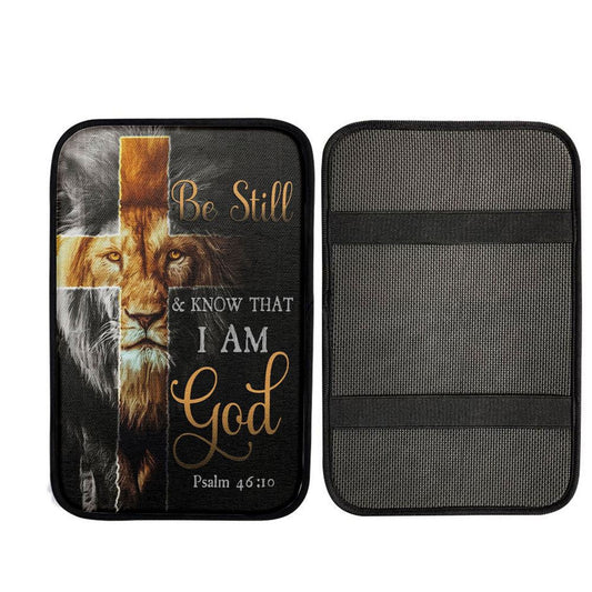 Lion Of Judah Be Still And Know Psalm 4610 Christian Car Center Console Cover, Christ Car Interior Accessories