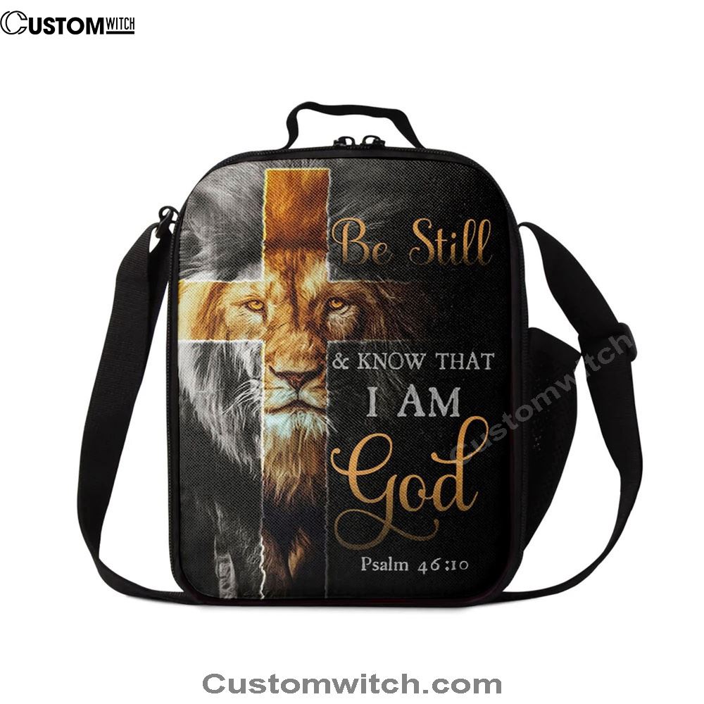 Lion Of Judah Be Still And Know Psalm 4610 Christian Lunch Bags, Bible Verse Lunch Bag For Men And Women