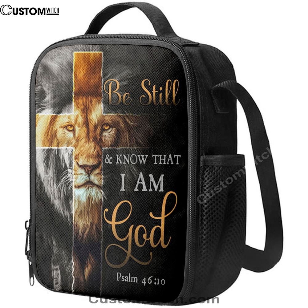 Lion Of Judah Be Still And Know Psalm 4610 Christian Lunch Bags, Bible Verse Lunch Bag For Men And Women