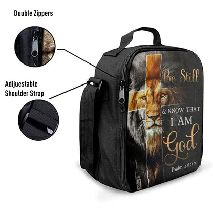 Lion Of Judah Be Still And Know Psalm 4610 Christian Lunch Bags, Bible Verse Lunch Bag For Men And Women