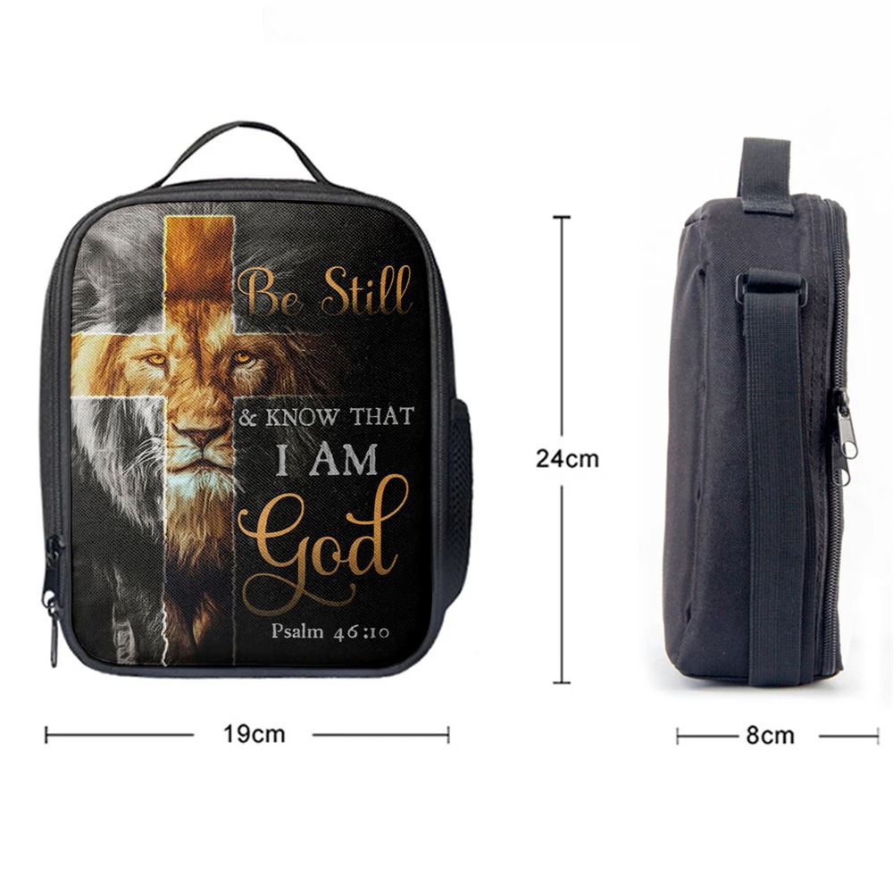Lion Of Judah Be Still And Know Psalm 4610 Christian Lunch Bags, Bible Verse Lunch Bag For Men And Women
