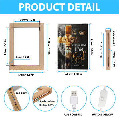 Lion Of Judah Be Still And Know Psalm 4610 Christian Night Light - Bible Verse Decor - Scripture Art