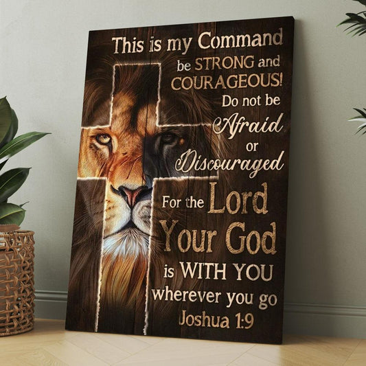Lion Of Judah Christian Cross This Is My Command Canvas, Christmas Gift for Christian