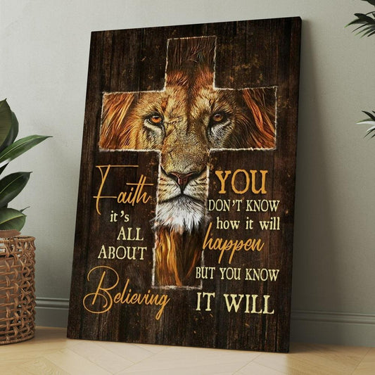 Lion Of Judah Cross Symbol You Don't Know How It Will Happen Canvas, Christmas Gift for Christian