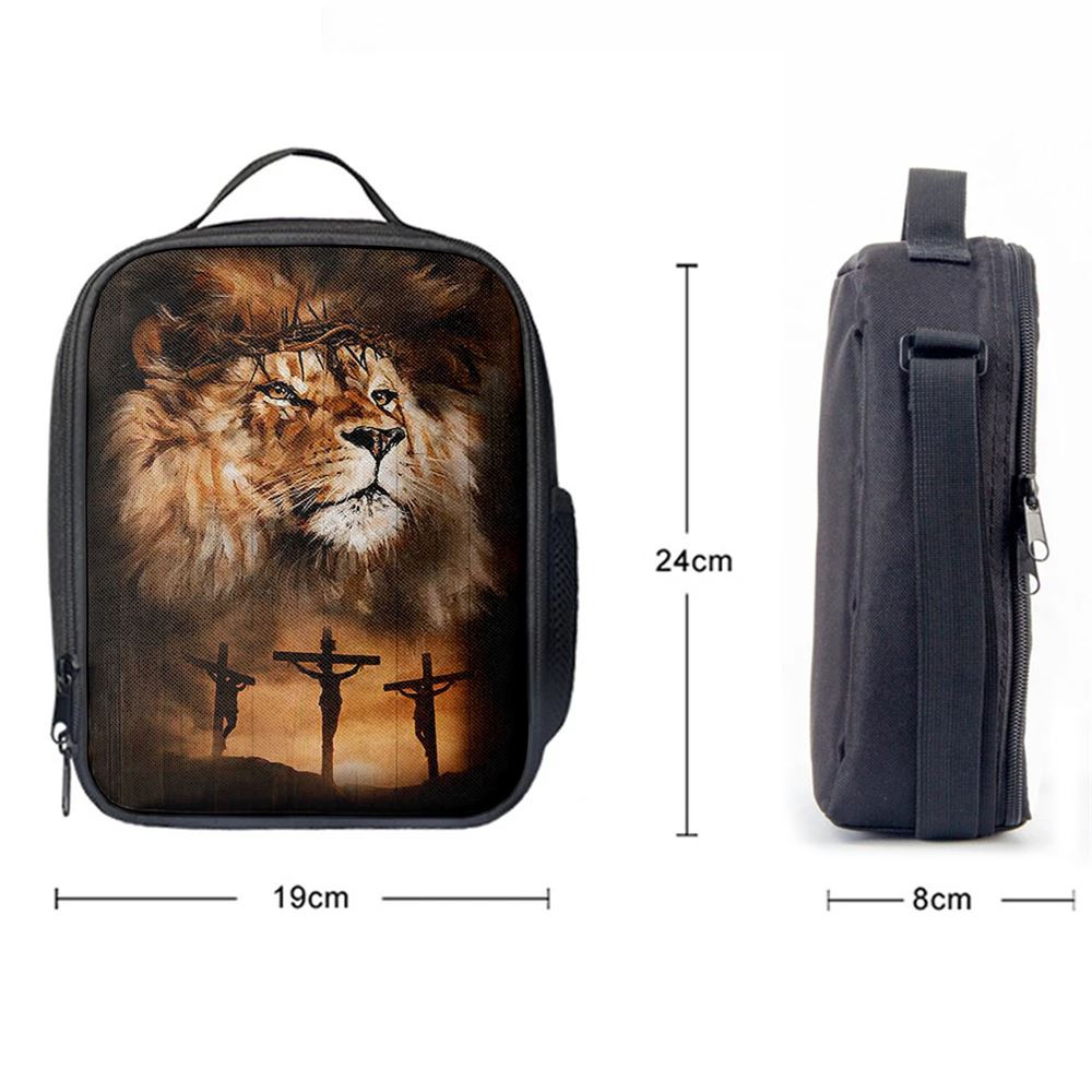 Lion Of Judah Crown Of Thorn Lunch Bag - Lion Lunch Bag, Bible Verse Lunch Bag For Men And Women