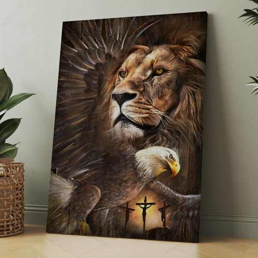 Lion Of Judah, Eagle Drawing, King Of Kings, Jesus Cross Canvas, Christmas Gift for Christian