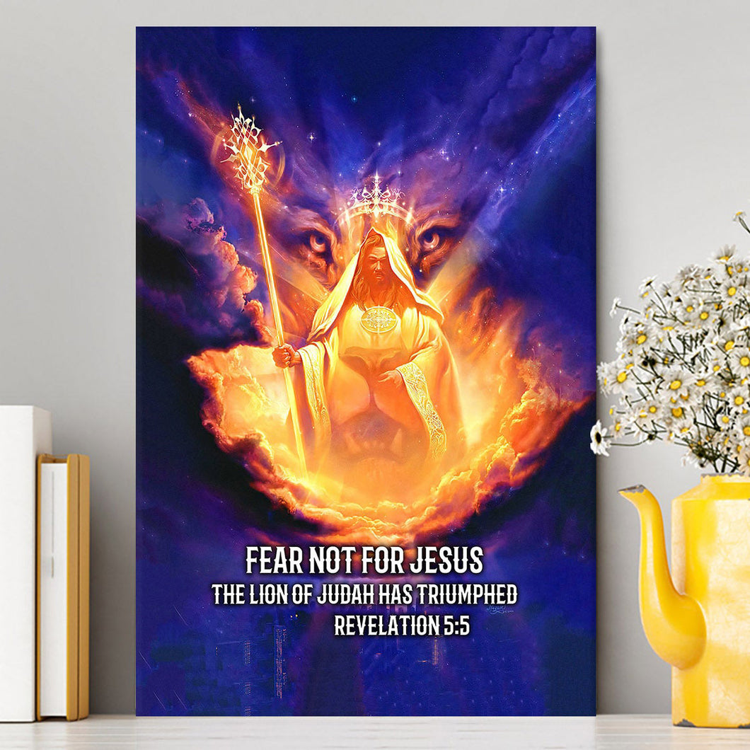 Lion Of Judah Fear Not For Jesus Canvas Wall Art - Revelation 5 5 Canvas - Jesus Canvas Pictures - Christian Canvas Wall Art