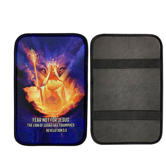Lion Of Judah Fear Not For Jesus Car Center Console Cover - Revelation 5 5 Car Armrest Pad, Christian Gift Car Armrest Pad