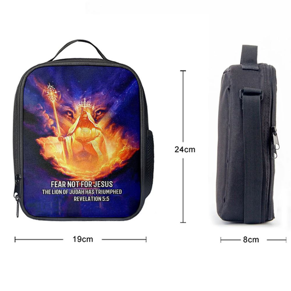 Lion Of Judah Fear Not For Jesus Lunch Bag - Revelation 5 5 Lunch Bag, Bible Verse Lunch Bag For Men And Women