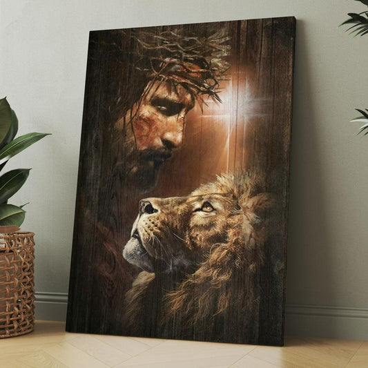 Lion Of Judah, God, Unique Cross, Beautiful Night Canvas, Christmas Gift for Christian