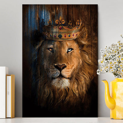 Lion Of Judah Gorgeous Crown Canvas - Christian Wall Art - Religious Home Decor