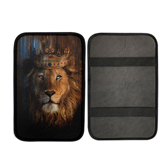 Lion Of Judah Gorgeous Crown Car Armrest Pad, Religious Car Interior Accessories