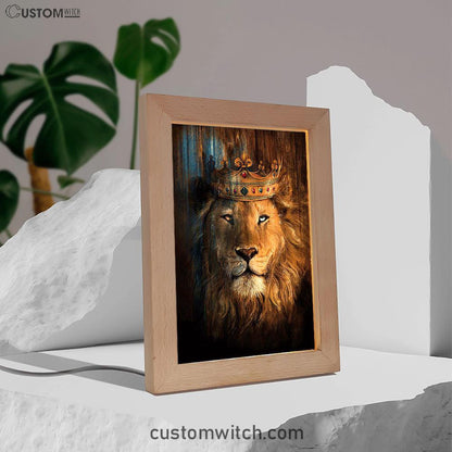 Lion Of Judah Gorgeous Crown Frame Lamp - Christian Art - Religious Home Decor