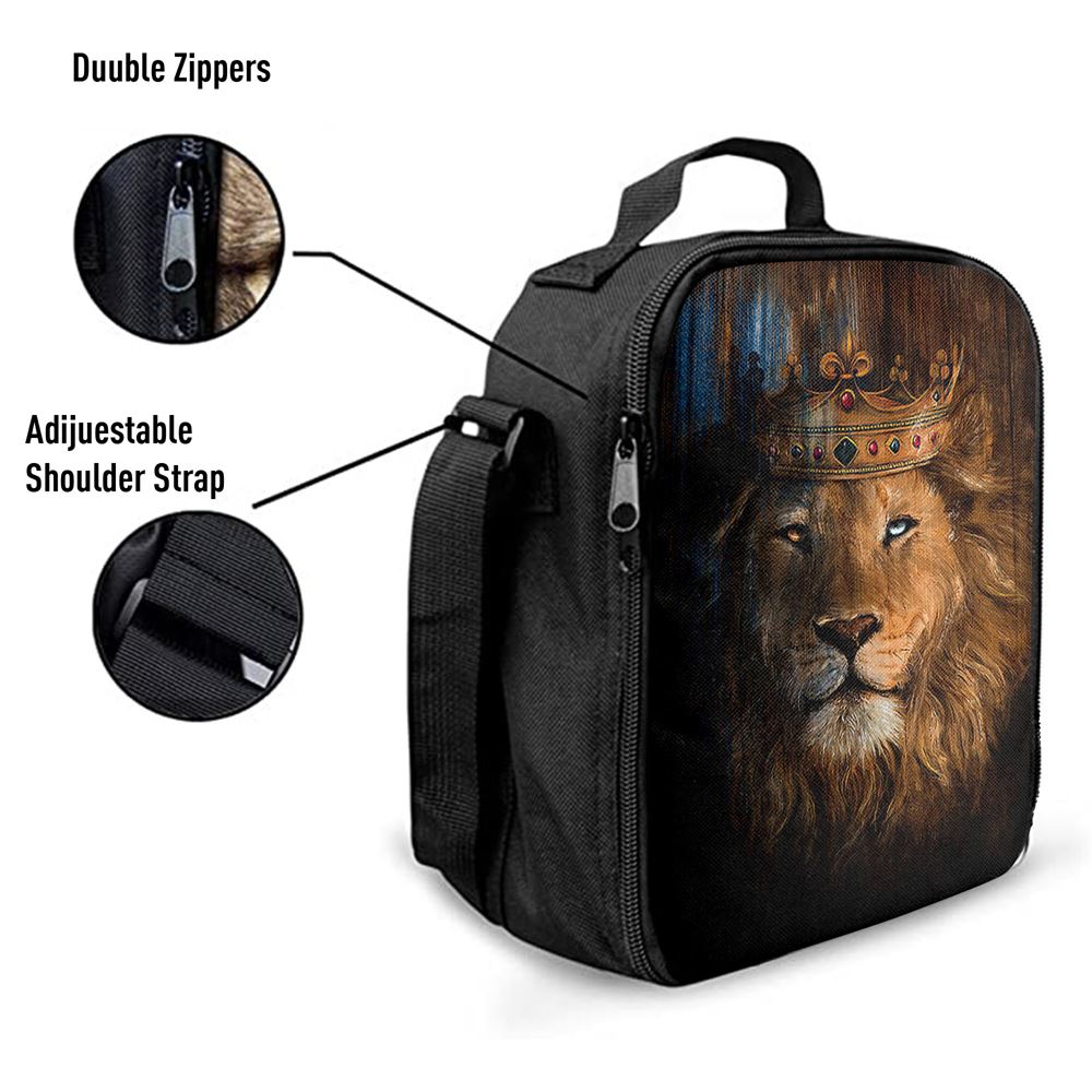 Lion Of Judah Gorgeous Crown Lunch Bag, Bible Verse Lunch Bag For Men And Women