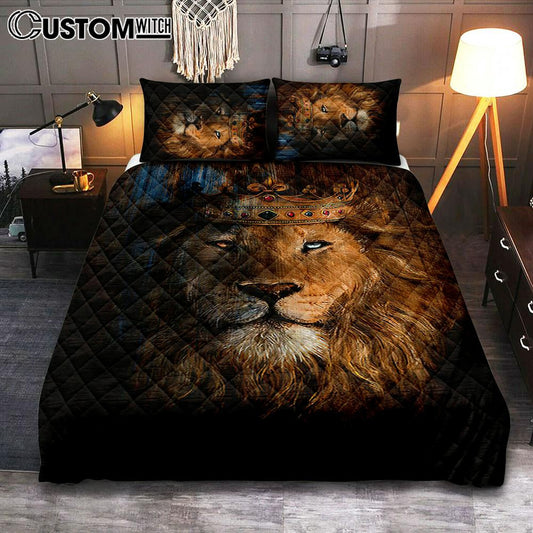 Lion Of Judah Gorgeous Crown Quilt Bedding Set - Christian Bedroom - Religious Home Decor