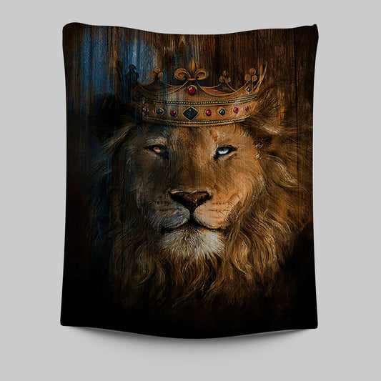 Lion Of Judah Gorgeous Crown Tapestry - Christian Wall Art - Religious Home Decor