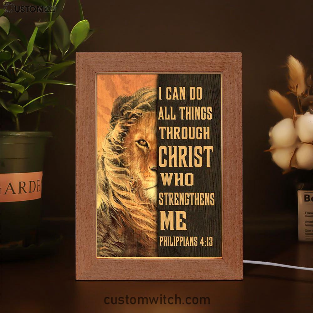 Lion Of Judah I Can Do All Things Through Christ Frame Lamp Prints - Bible Verse Decor - Scripture Art