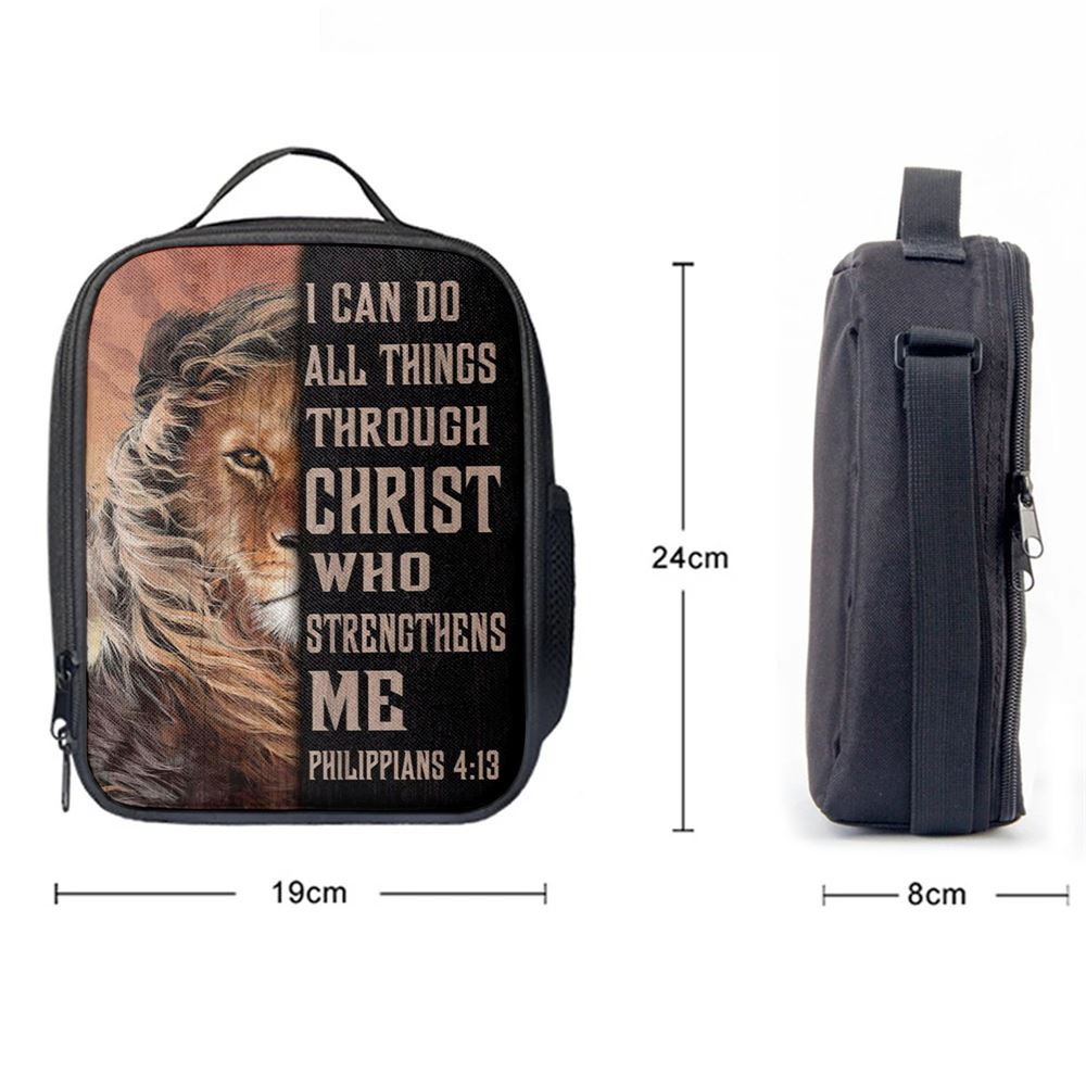Lion Of Judah I Can Do All Things Through Christ Lunch Bags, Bible Verse Lunch Bag For Men And Women