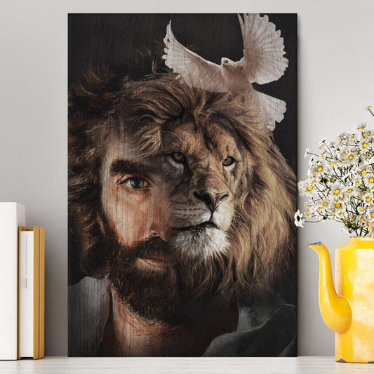 Lion Of Judah Jesus And The Dove Canvas Prints - Jesus Christ Canvas Art - Christian Wall Decor