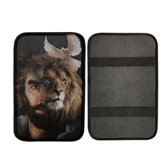 Lion Of Judah Jesus And The Dove Car Center Console Cover, Religious Car Interior Accessories