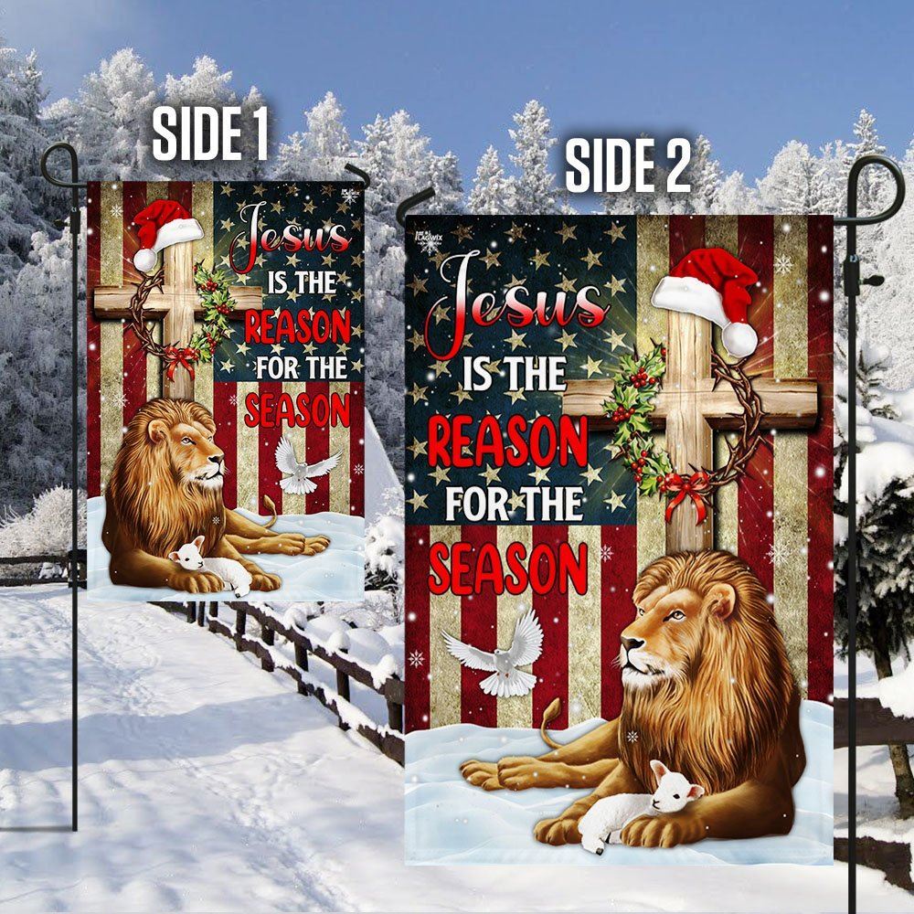 Lion Of Judah Jesus Christ Cross Christmas Flag, Christian Christmas House Flag, Christmas Outdoor Decor Ideas