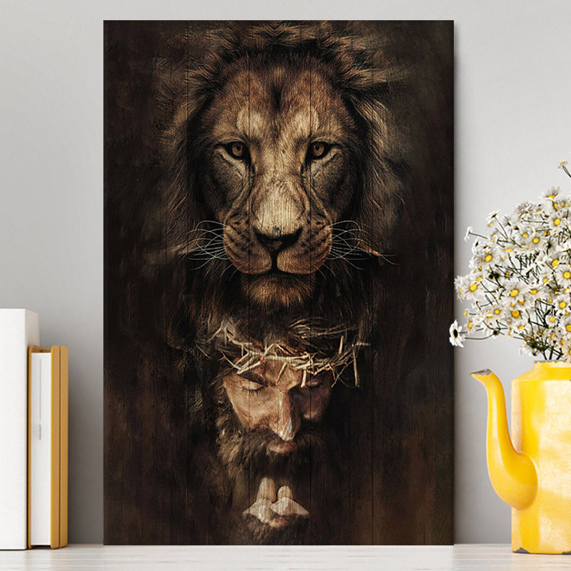 Lion Of Judah Jesus Face Canvas - Lion Canvas Print - Christian Wall Art - Religious Home Decor