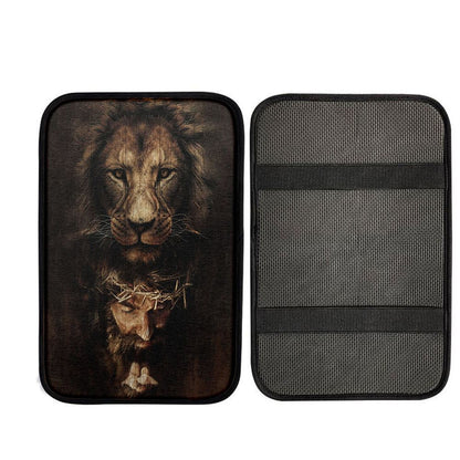 Lion Of Judah Jesus Face Car Armrest Pad - Lion Car Center Console Cover, Religious Car Interior Accessories