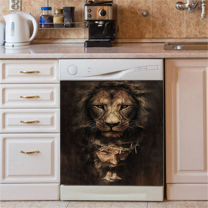 Lion Of Judah Jesus Face Dishwasher Cover, Lion Dishwasher Wrap, Christian Kitchen Decoration