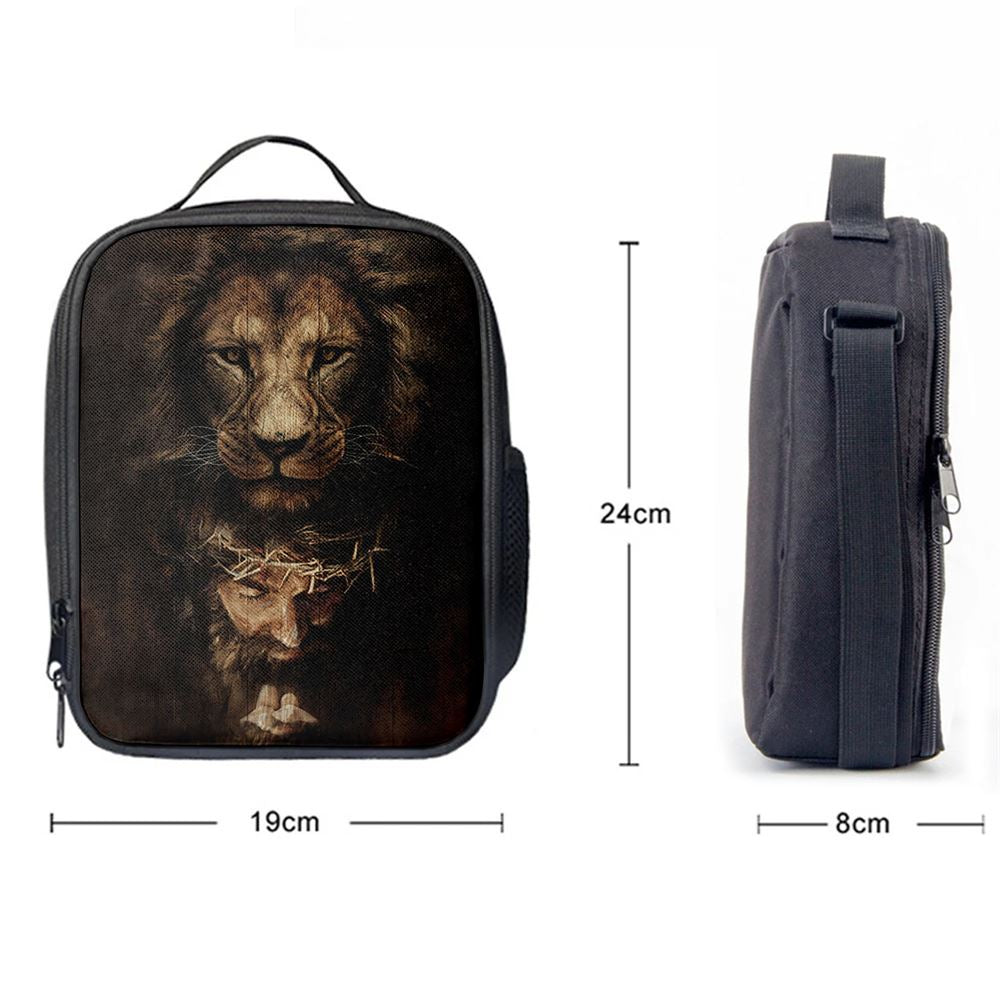 Lion Of Judah Jesus Face Lunch Bag - Lion Lunch Bag, Bible Verse Lunch Bag For Men And Women