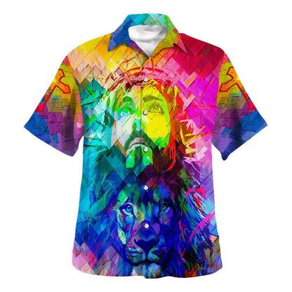Lion Of Judah Jesus Hawaiian Shirt For Men, Christian Hawaiian Shirt, Gift For Christian