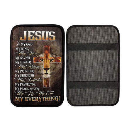 Lion Of Judah Jesus Is My King My God Car Center Console Cover - Lion Car Armrest Pad, Christian Gift Car Armrest Pad