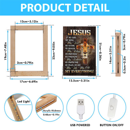 Lion Of Judah Jesus Is My King My God Frame Lamp Prints - Lion Frame Lamp Art - Christian Inspirational Frame Lamp