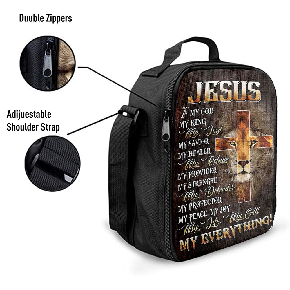 Lion Of Judah Jesus Is My King My God Lunch Bags - Lion Lunch Bag, Bible Verse Lunch Bag For Men And Women