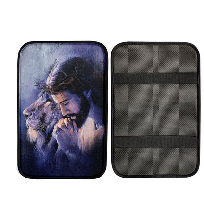 Lion Of Judah Jesus Prayer Car Armrest Pad - Lion Car Center Console Cover, Christian Gift Car Armrest Pad