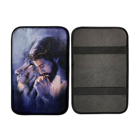 Lion Of Judah Jesus Prayer Car Armrest Pad - Lion Car Center Console Cover, Christian Gift Car Armrest Pad