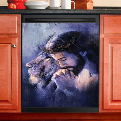 Lion Of Judah Jesus Prayer Dishwasher Cover, Lion Dishwasher Wrap, Christian Kitchen Decoration