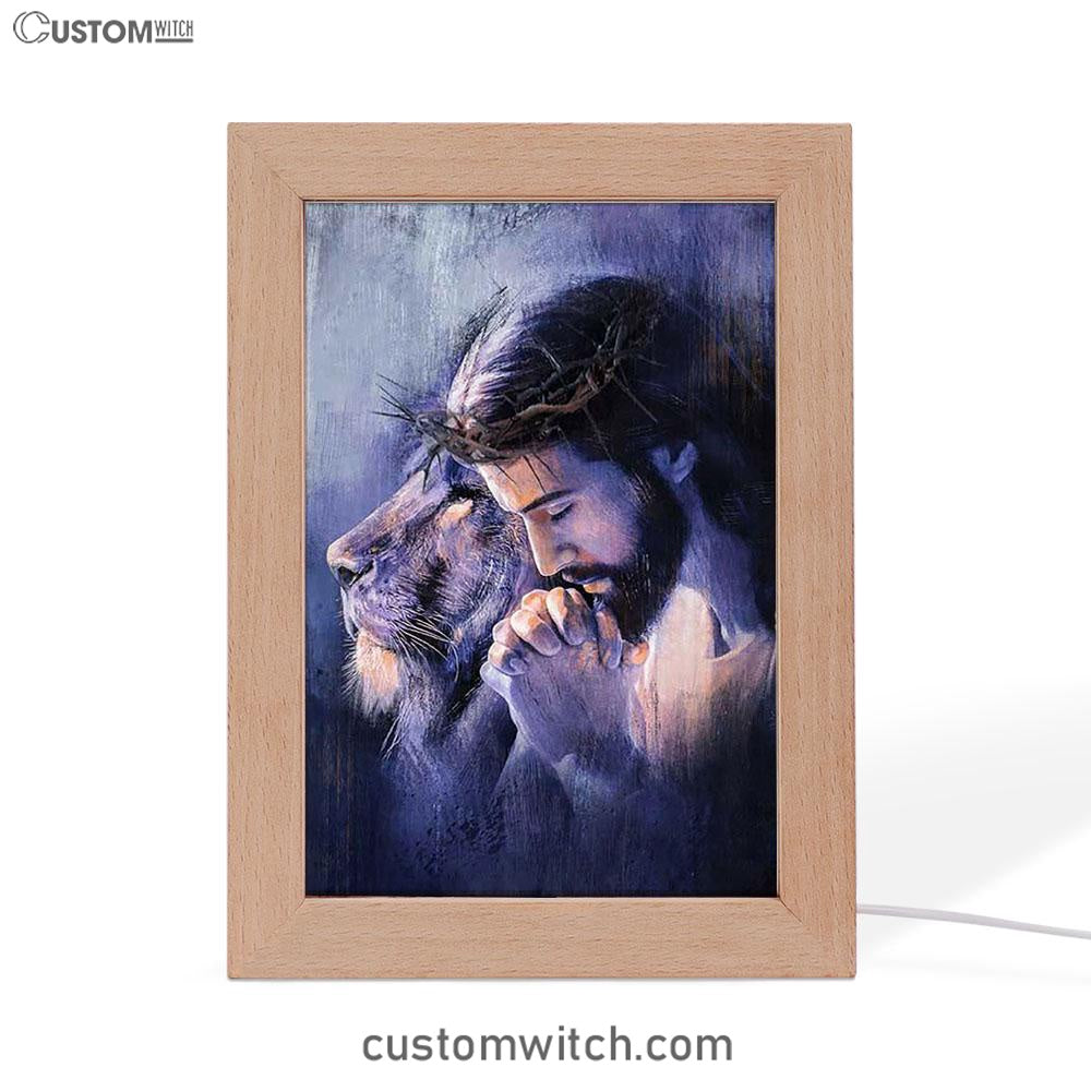 Lion Of Judah Jesus Prayer Frame Lamp - Lion Frame Lamp Print - Christian Art - Religious Home Decor