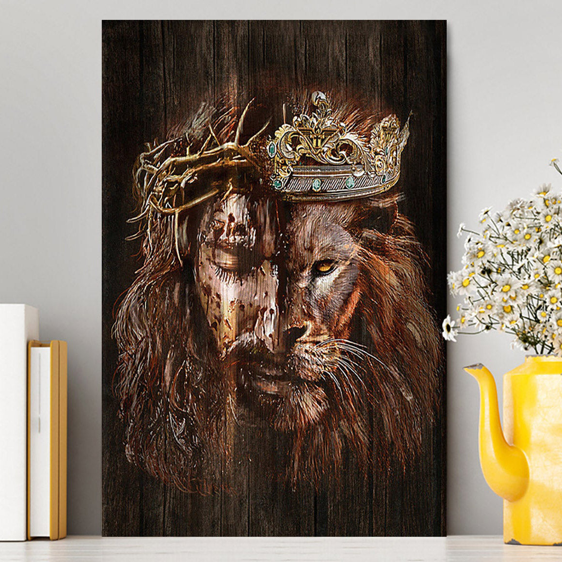 Lion Of Judah Jesus The King Awesome Crowns Canvas - Lion Canvas Print - Christian Wall Art - Religious Home Decor