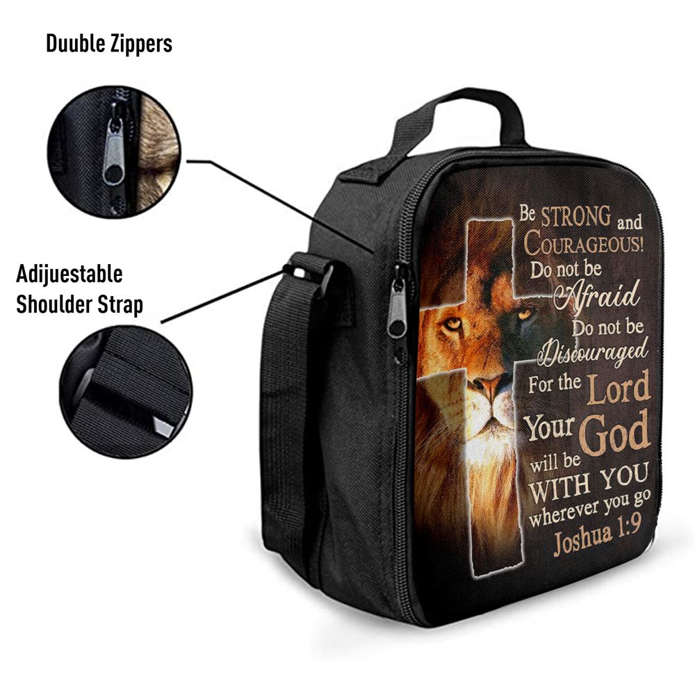 Lion Of Judah Joshua 19 Be Strong And Courage Lunch Bags, Bible Verse Lunch Bag For Men And Women