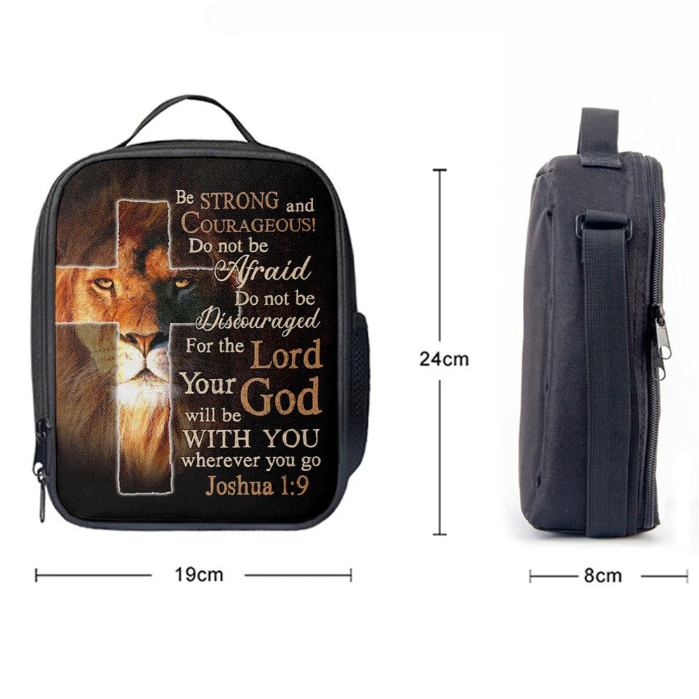 Lion Of Judah Joshua 19 Be Strong And Courage Lunch Bags, Bible Verse Lunch Bag For Men And Women