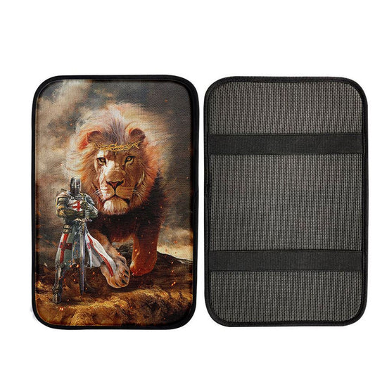 Lion Of Judah Knight Of God Car Armrest Pad - Lion Car Center Console Cover, Christian Gift Car Armrest Pad