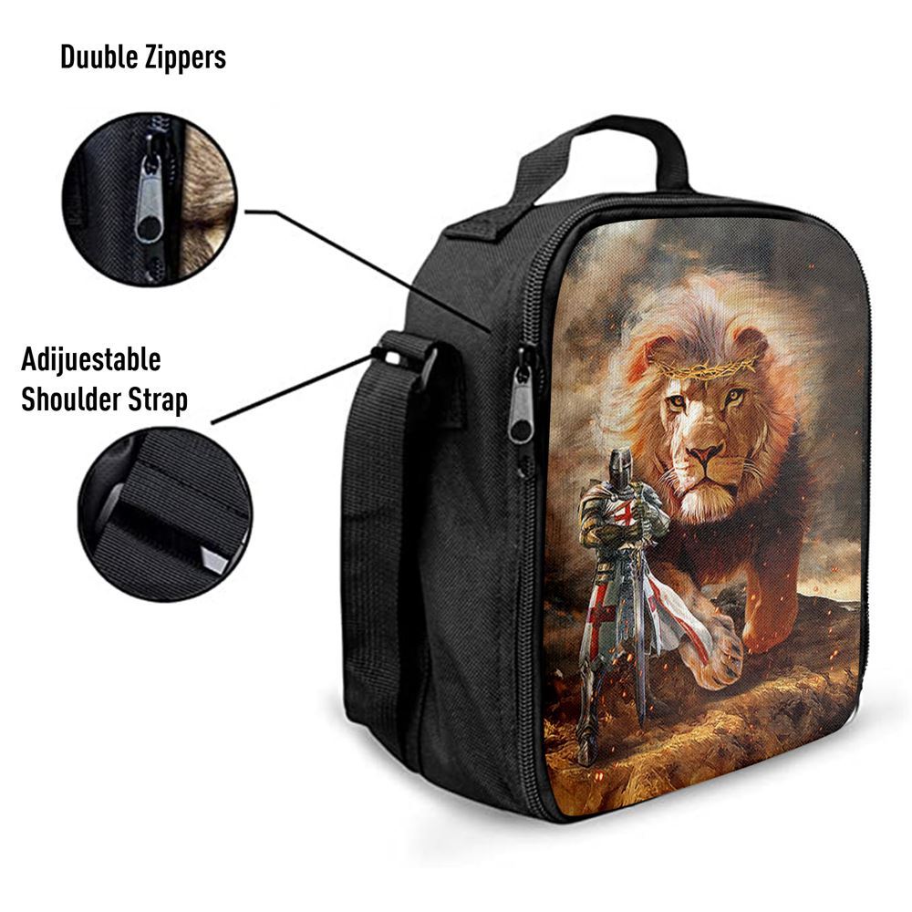 Lion Of Judah Knight Of God Lunch Bag - Lion Lunch Bag, Bible Verse Lunch Bag For Men And Women