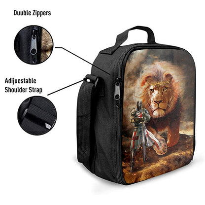 Lion Of Judah Knight Of God Lunch Bag - Lion Lunch Bag, Bible Verse Lunch Bag For Men And Women
