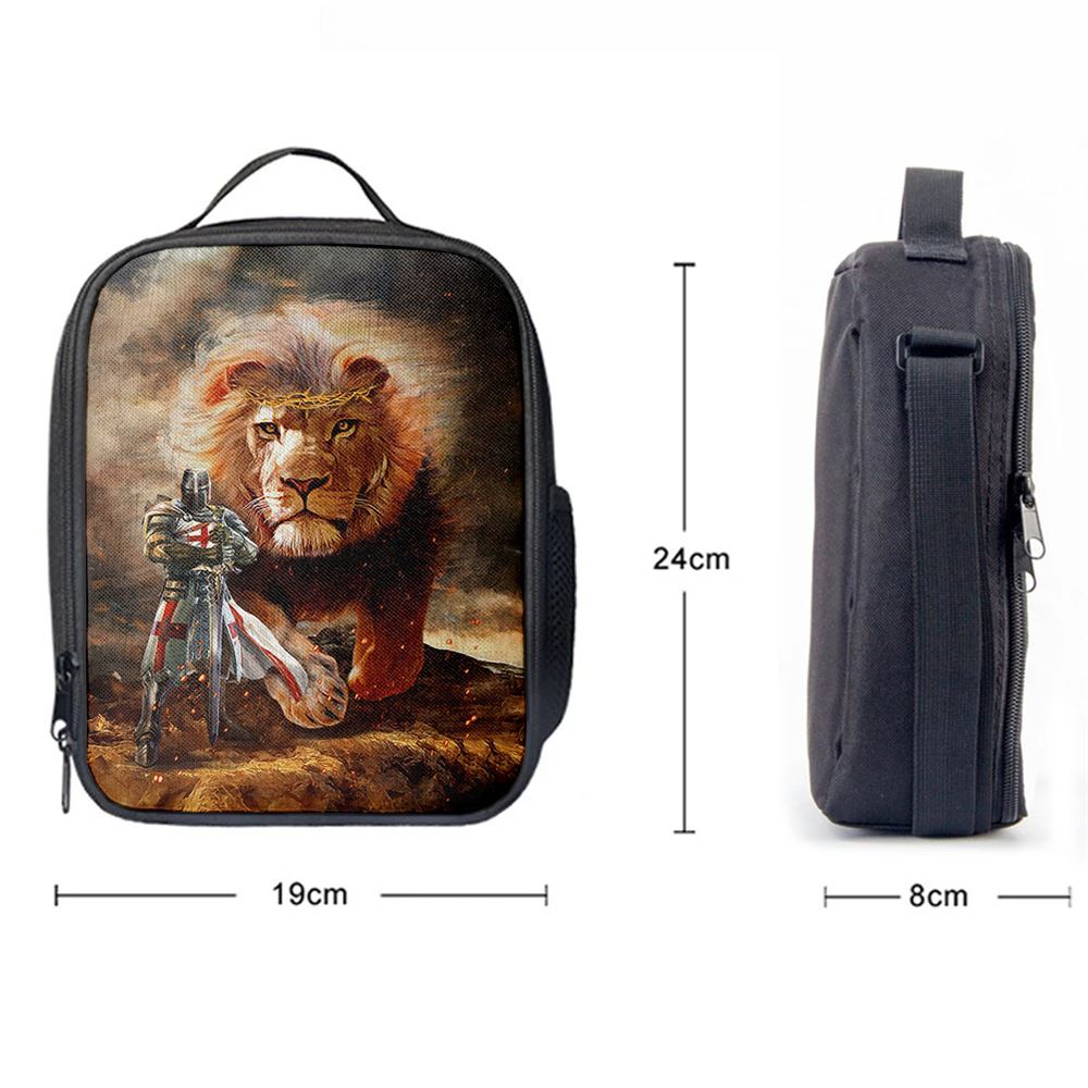 Lion Of Judah Knight Of God Lunch Bag - Lion Lunch Bag, Bible Verse Lunch Bag For Men And Women
