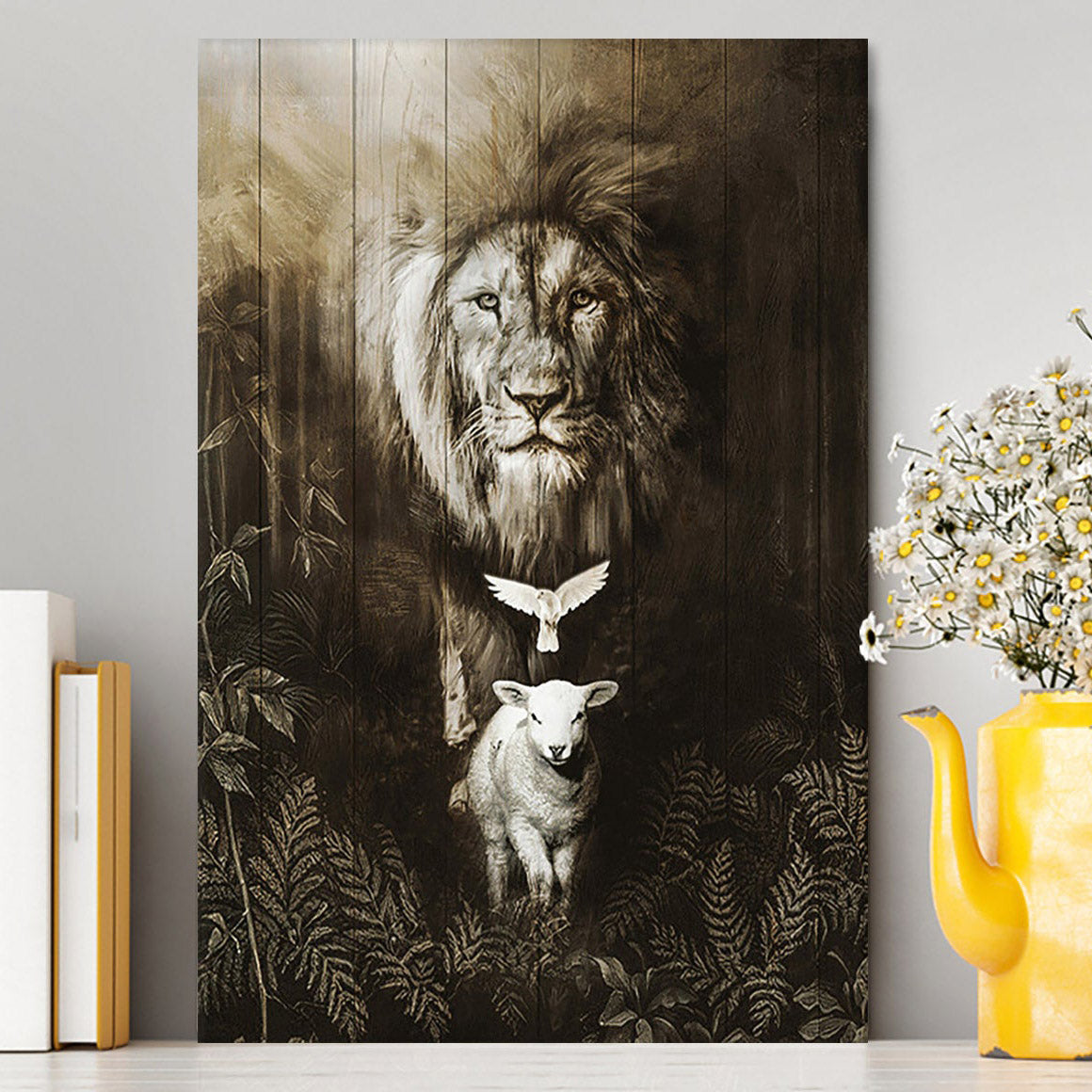 Lion Of Judah Lamb Of God Dove Canvas - Lion Canvas Print - Christian Wall Art - Religious Home Decor