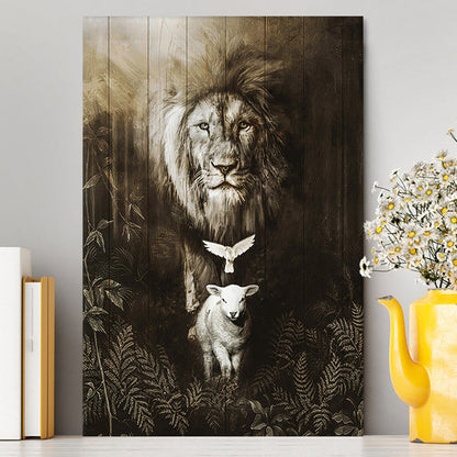 Lion Of Judah Lamb Of God Dove Canvas - Lion Canvas Print - Christian Wall Art - Religious Home Decor