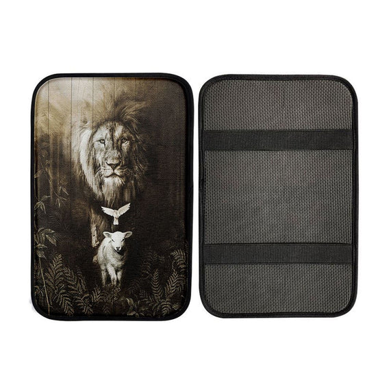 Lion Of Judah Lamb Of God Dove Car Armrest Pad - Lion Car Center Console Cover, Christian Gift Car Armrest Pad