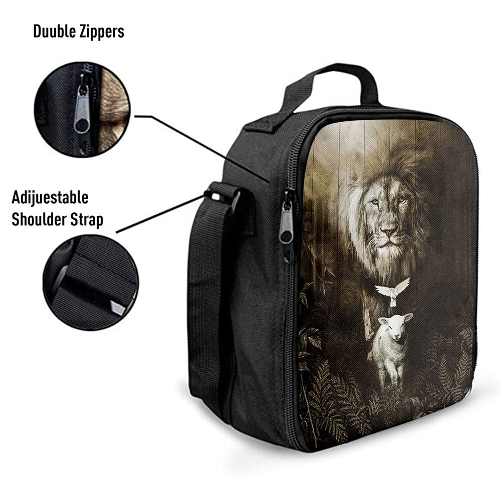 Lion Of Judah Lamb Of God Dove Lunch Bag - Lion Lunch Bag, Bible Verse Lunch Bag For Men And Women