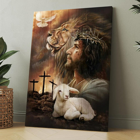 Lion Of Judah, Lamb Of God, Dove Of Peace, Beautiful Aspects Of God Canvas, Christmas Gift for Christian